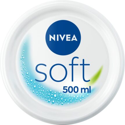 NIVEA Soft Moisturising Cream (500ml), A Moisturising Cream for Face, Body and Hands with Vitamin E and Jojoba Oil, Hand Cream Moisturises Deeply, All-Purpose Day Cream, 500 ml (Pack of 1) white